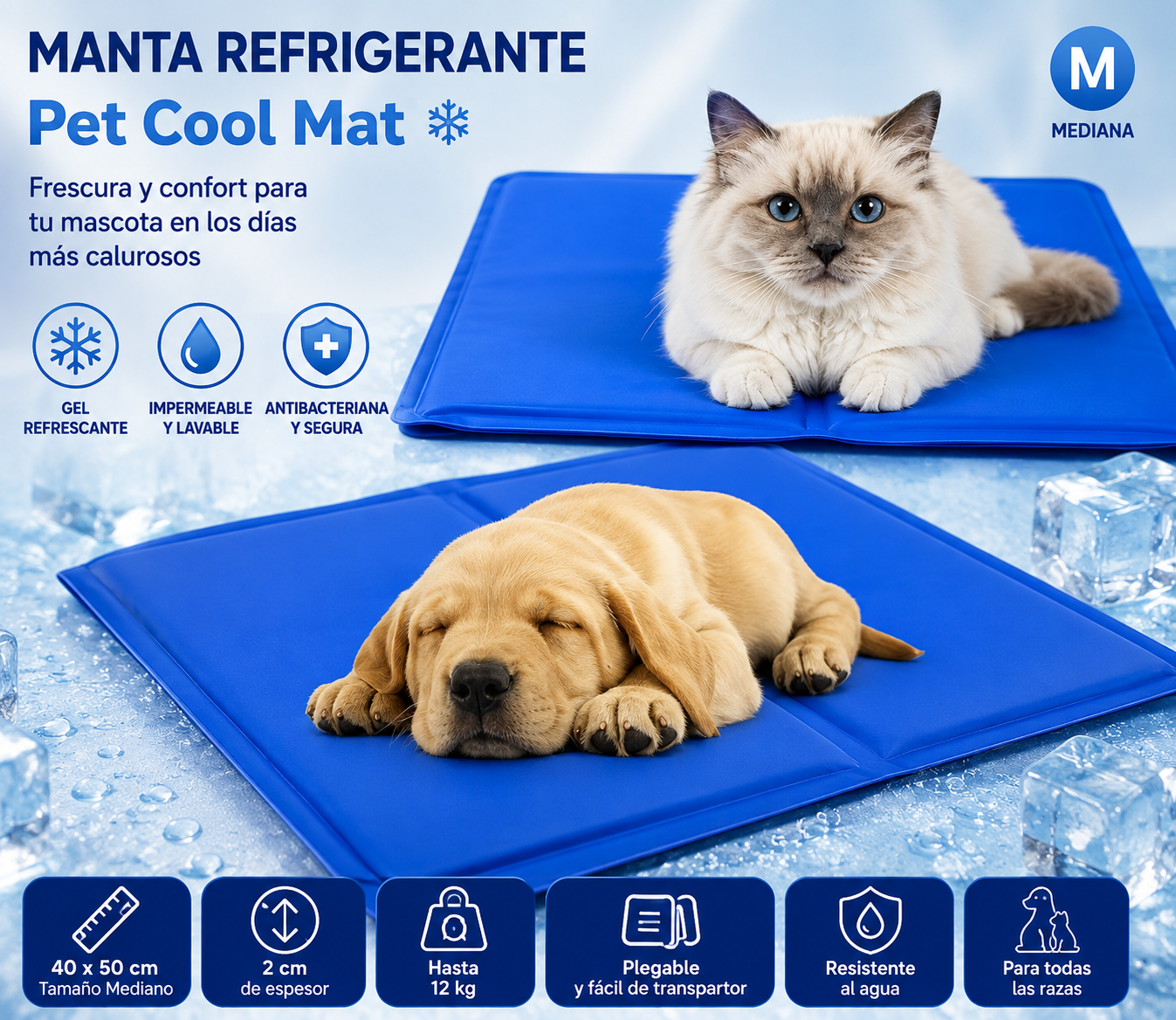 CoolPet – Manta Refrigerante Autoenfriable para Perros y Gatos | Gel Refrescante