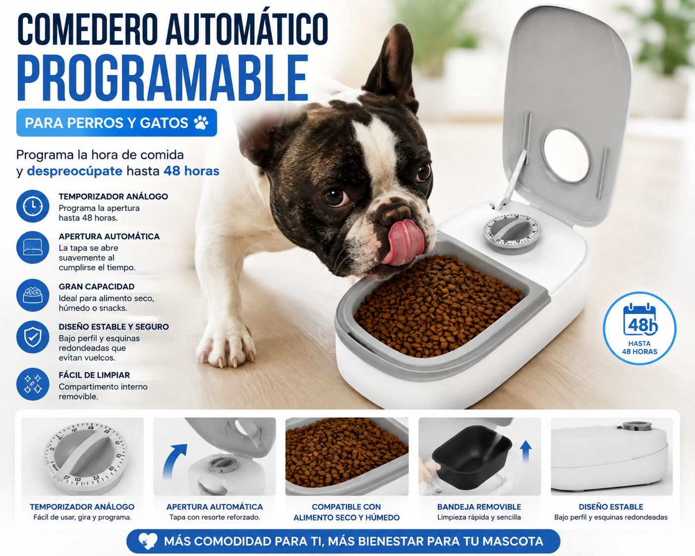 FeedTime – Comedero Automático Programable para Perros y Gatos | Temporizador hasta 48 Horas